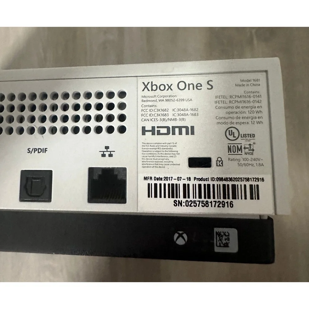 Microsoft Xbox One S 1TB Console White Model 1681 Gaming System